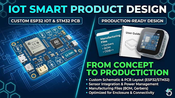 do custom esp32 iot smart product design and stm32 pcb layout