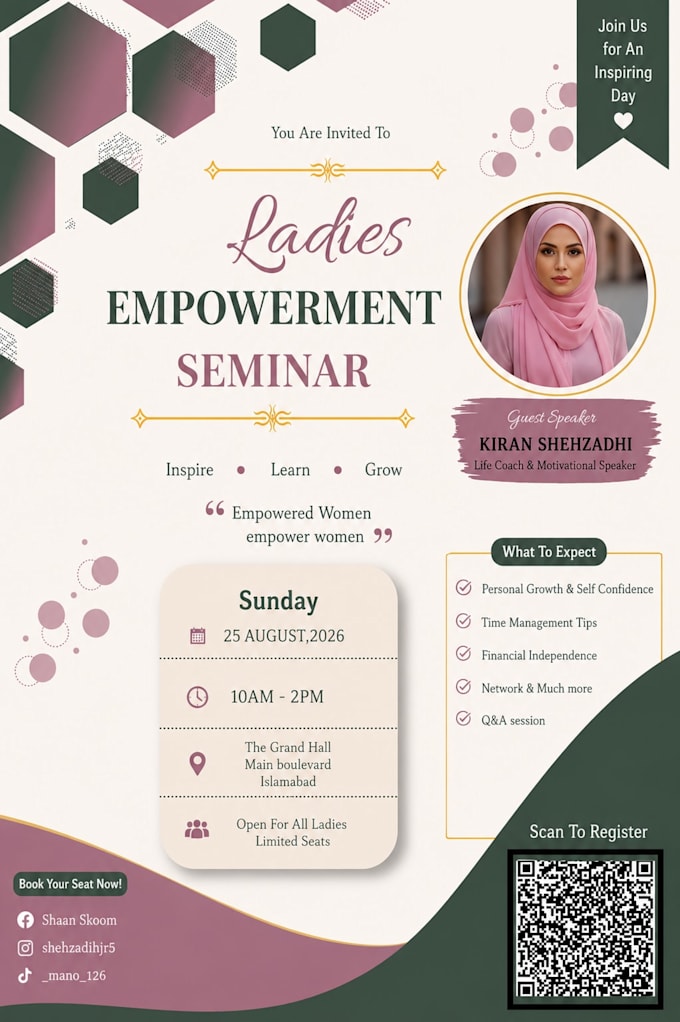 design seminar flyer and guest speaker poster in canva