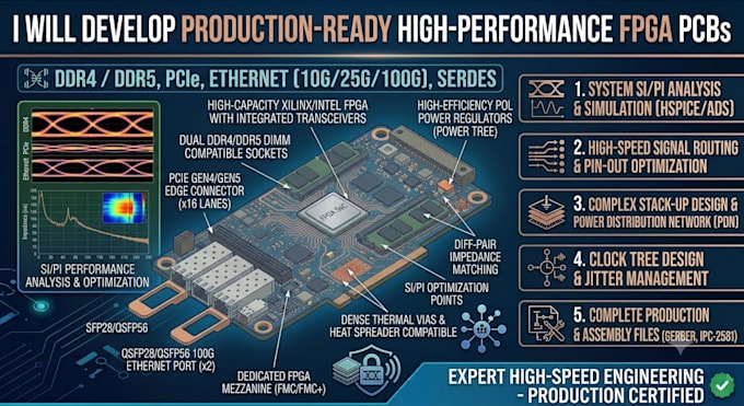 develop production ready fpga pcb ddr4 ddr5 pcie ethernet