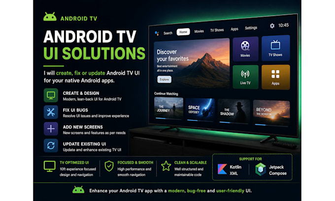 develop or modify android tv and google tv streaming apps