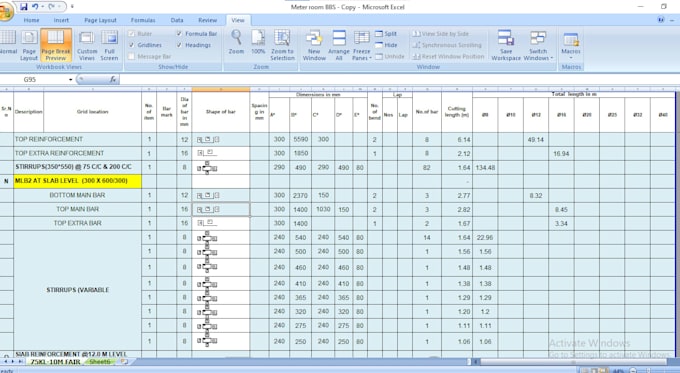 prepare accurate bar bending schedule and reinforcement takeoff