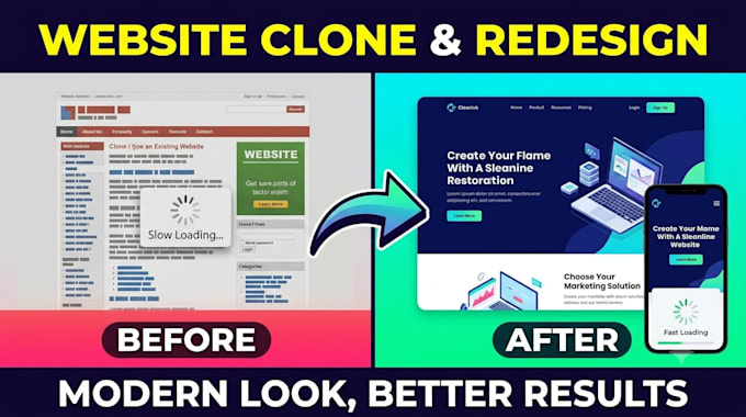 clone or redesign any website into a modern fast version