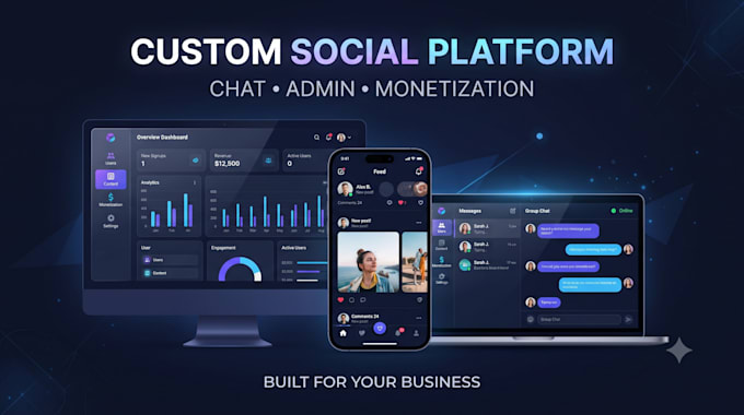 build a custom social media website with chat and admin panel