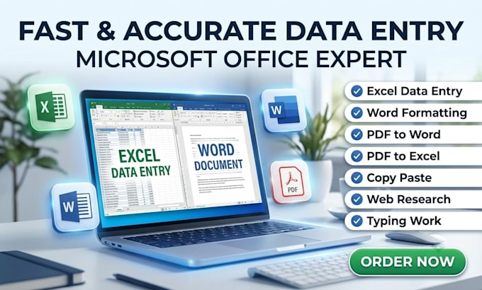 do fast and accurate data entry and ms office tasks