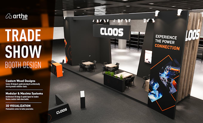 do trade show design, exhibition stand and realistic render
