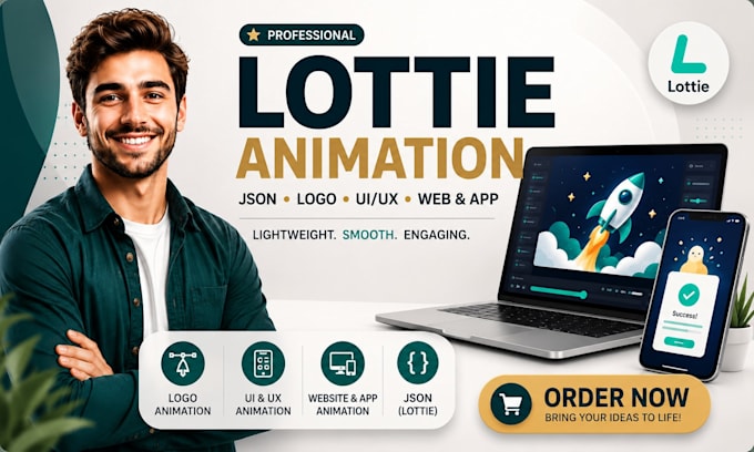 create lottie animation, json animation, animated logo, UI and app animation