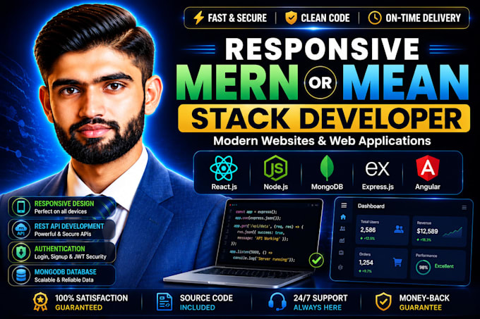 develop responsive mern or mean stack website and web application