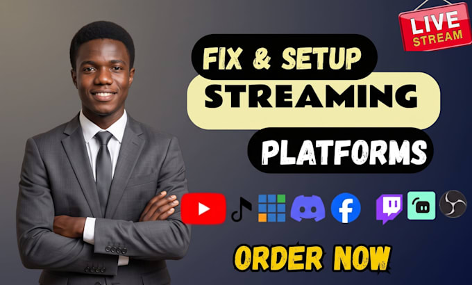 set up or fix obs studio streamlab and vmix for twitch, youtube, kick and tiktok