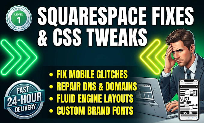 fast fix your squarespace website mobile glitches, CSS, and dns issues