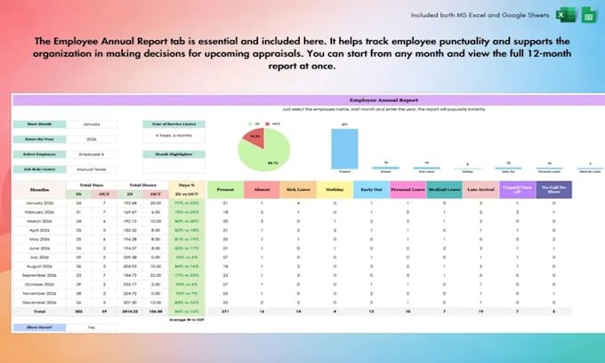 create excel employee attendance leave tracker and payroll management system