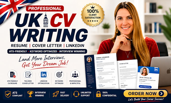 write ats UK CV, resume, cover letter optimize linkedin profile CV writing