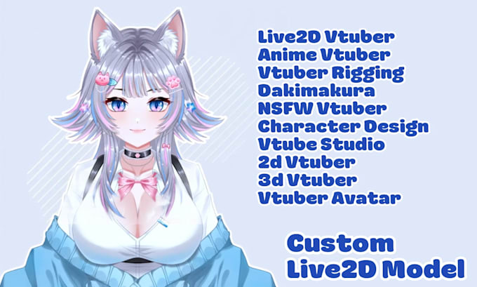 design and rig custom vtuber model on live2d with face  tracking with expression