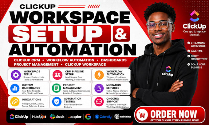 clickup CRM workflow automation dashboard project management clickup workspace