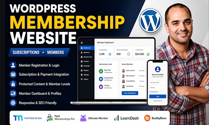 create wordpress membership website with memberpress subscription website