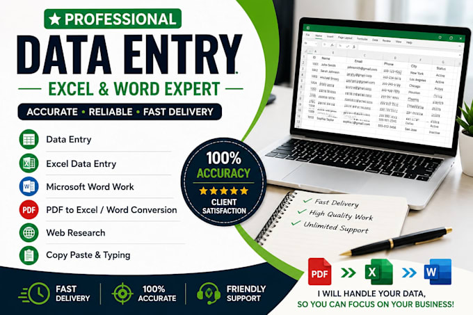 do data entry, PDF conversion and typing