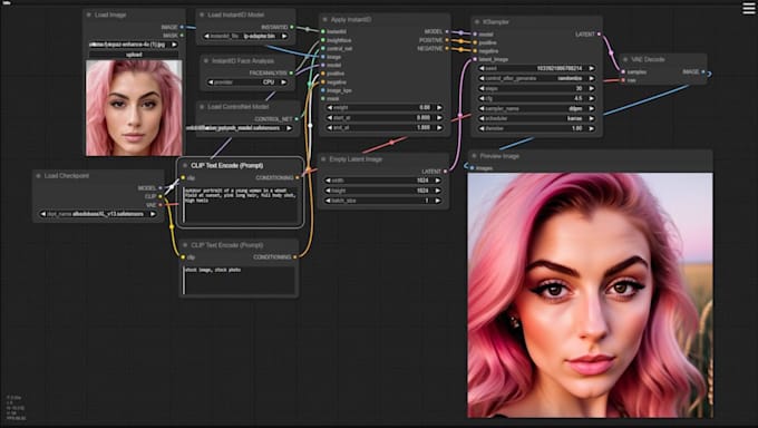 create ai influencer comfyui workflow using flux sdxl ipadapter instantid lora