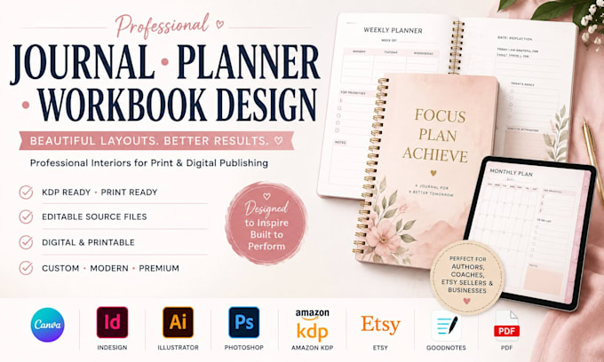 journal planner workbook canva ebook digital planner amazon KDP interior