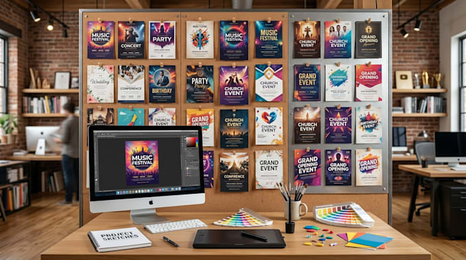 design banner, program event flyer logo, church flyer