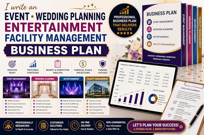 write an event wedding planning entertainment facility management business plan