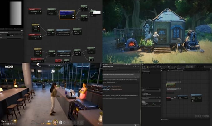 develop advanced unreal engine blueprints for ai, npc, game systems, mechanics