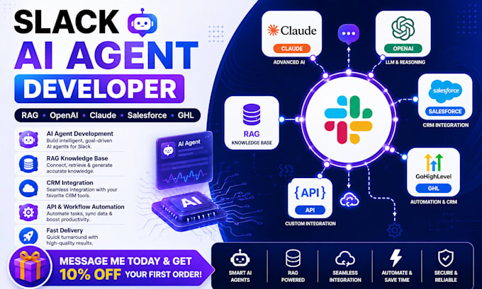 slack ai agent bot development rag open ai claude salesforce ghl integration