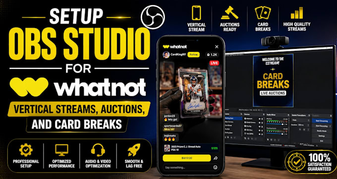 setup obs studio for whatnot vertical streams, auctions, and card breaks
