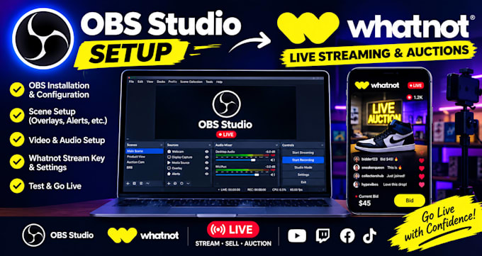 set up obs studio for whatnot live streaming and auctions