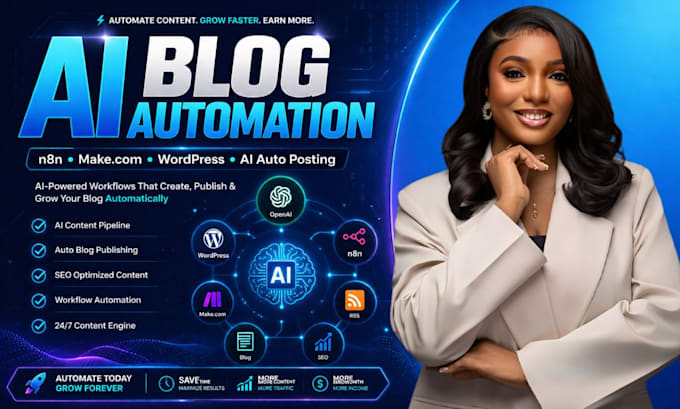 build n8n make com zapier wordpress autoblog social media auto posting rss feed