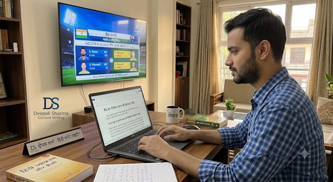 write hindi cricket match summary and news article
