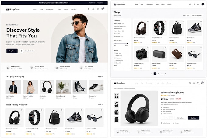 build a modern responsive ecommerce website with admin panel