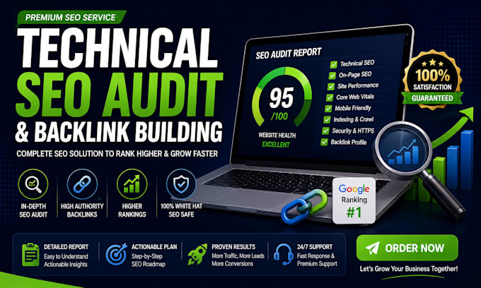 provide technical SEO audit, backlink building