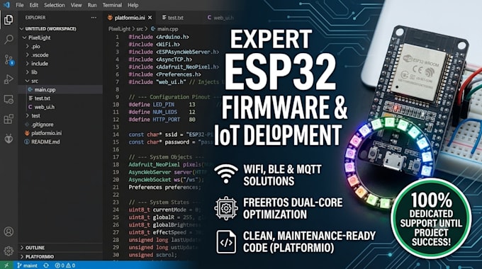 write professional esp32 firmware and iot embedded programming