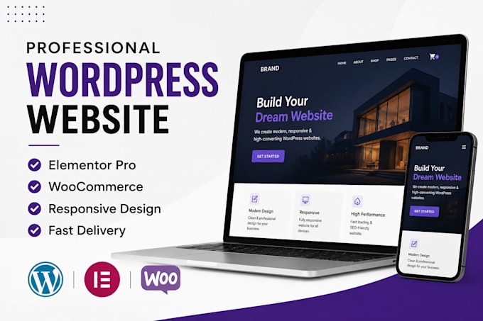 create a wordpress website, woocommerce store with elementor pro