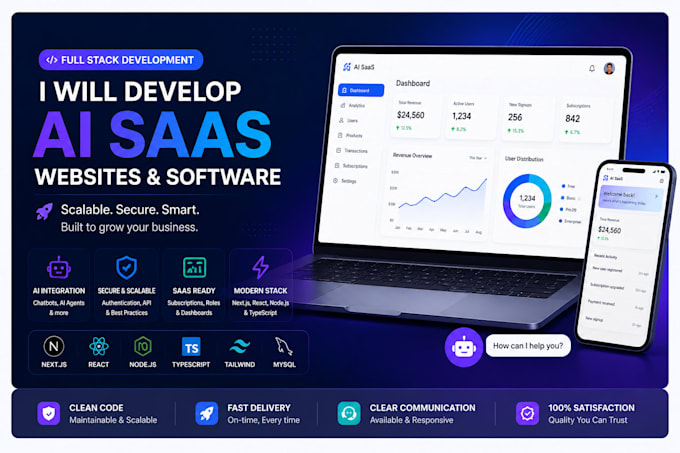 develop ai saas websites and software as a full stack developer