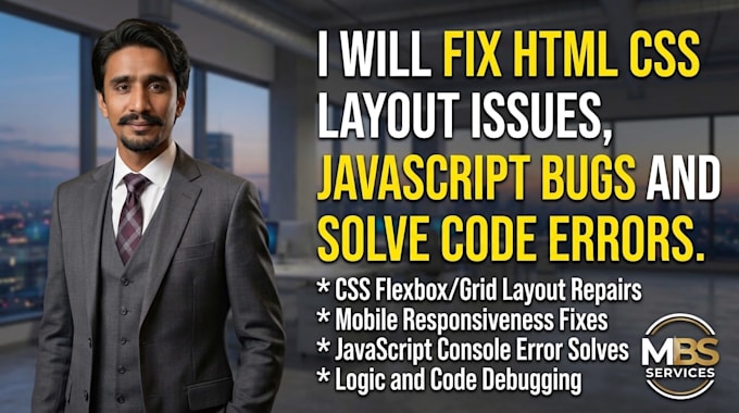 fix HTML CSS layout issues, javascript bugs and solve code errors