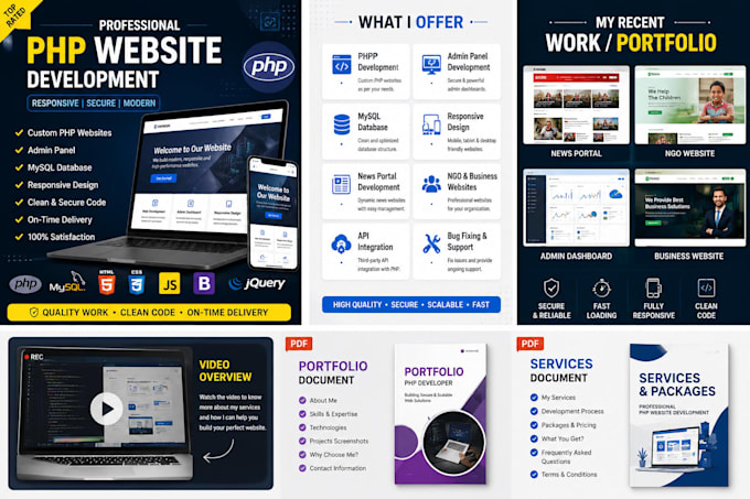 develop a professional PHP mysql website with admin panel