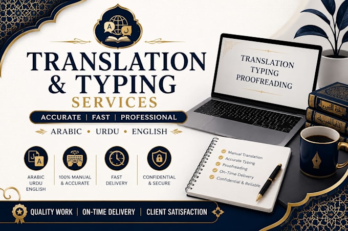 do arabic urdu english translation and typing