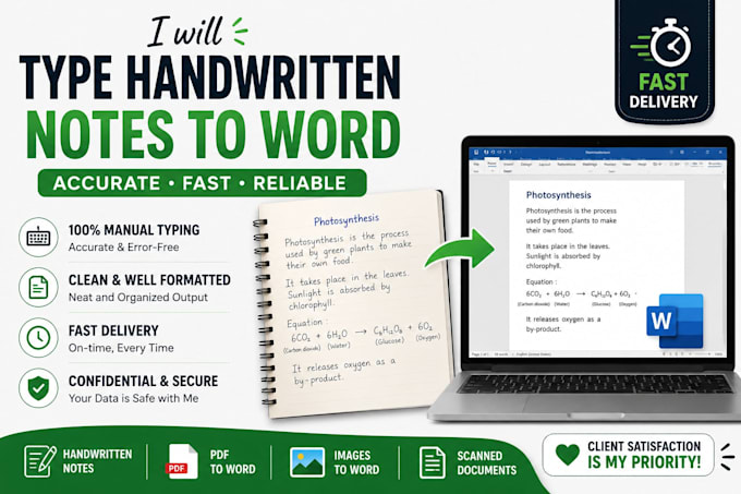 type handwritten notes into word accurately