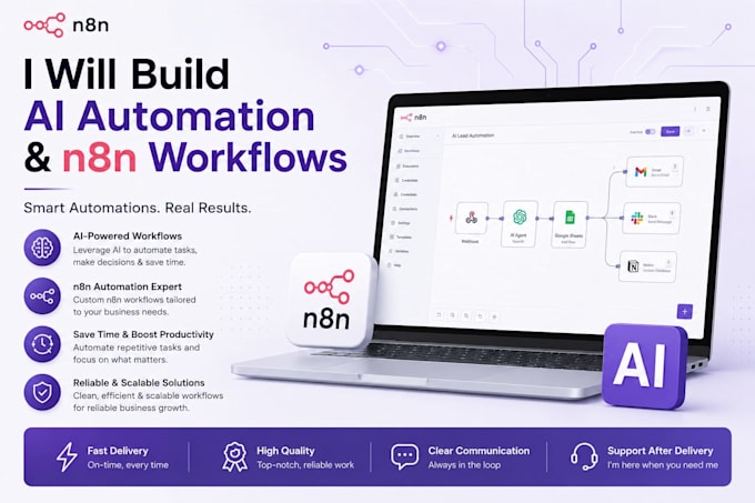 build ai automation workflows using n8n, openai, apis and webhooks