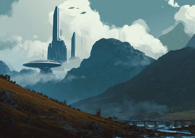 create professional sci fi concept art and environment design