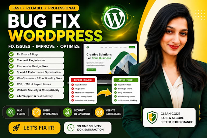 fix wordpress issues, bugs, and woocommerce errors