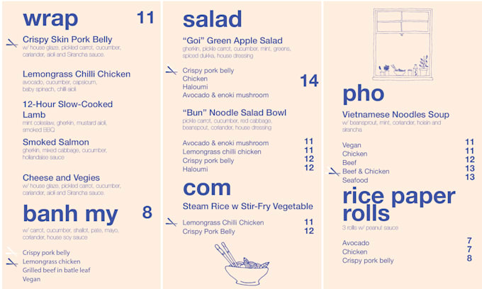 create a modern menu design for cafe, restaurant, or bar