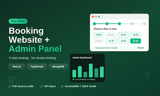 build a full stack booking website with admin dashboard in nextjs