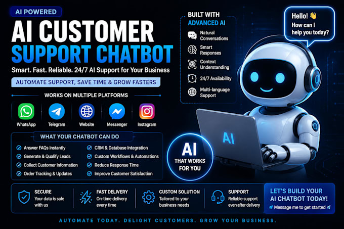 build ai customer support chatbot for whatsapp and website