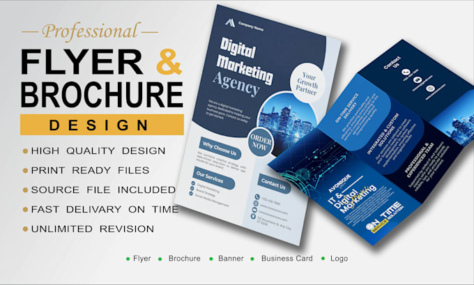 design professional flyer, bifold and trifold brochure
