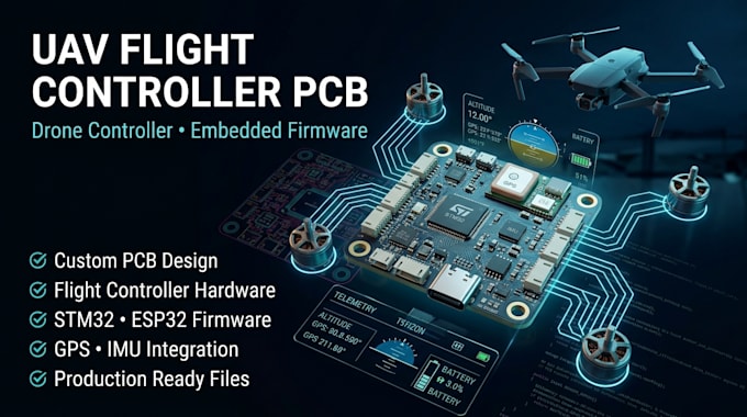 design uav drone controller pcb, flight controller and embedded firmware