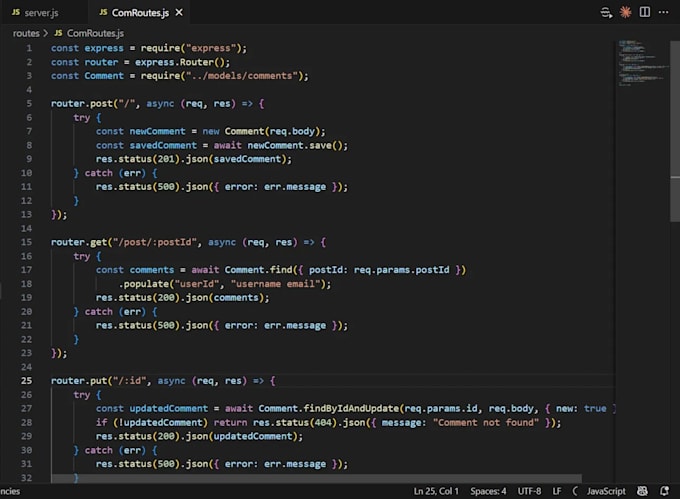 develop a nodejs and express backend API for your app
