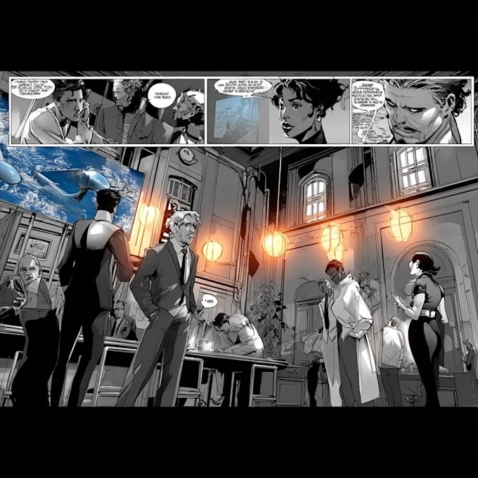 draw a comic book page art and graphics designer art