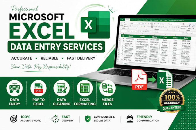 clean, PDF to excel, merge, data entry, split excel data