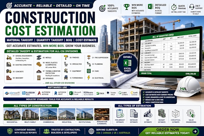 do material take off, quantity takeoff construction cost estimation
